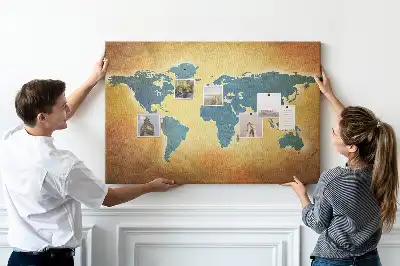 Kurk prikbord Retro cartografie van de wereldbol