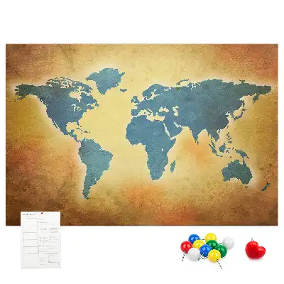 Kurk prikbord Retro cartografie van de wereldbol