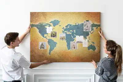 Kurk prikbord Retro cartografie van de wereldbol