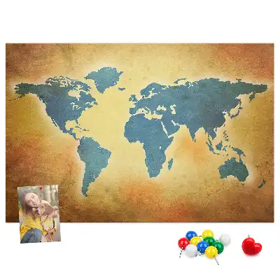 Kurk prikbord Retro cartografie van de wereldbol