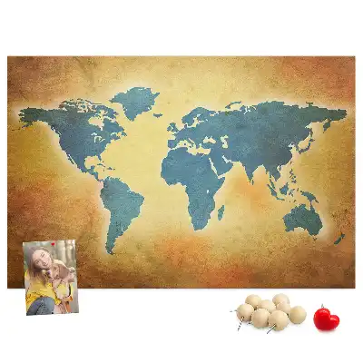 Kurk prikbord Retro cartografie van de wereldbol