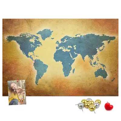 Kurk prikbord Retro cartografie van de wereldbol