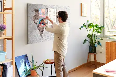 Memobord van kurk Industriële wereldcontour