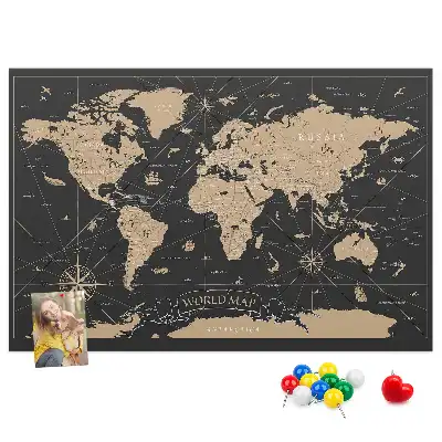 Kurk prikbord Stijlvolle retro wereldkaart