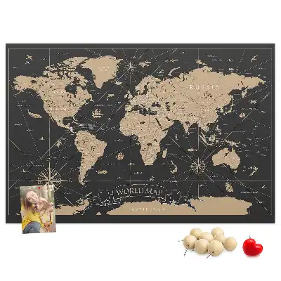Kurk prikbord Stijlvolle retro wereldkaart