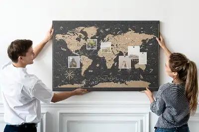 Kurk prikbord Stijlvolle retro wereldkaart