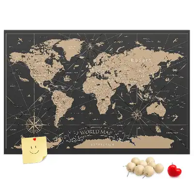Kurk prikbord Stijlvolle retro wereldkaart