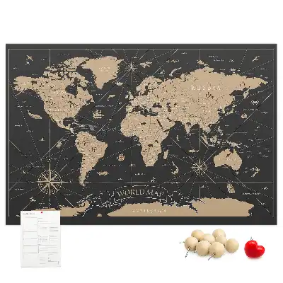 Kurk prikbord Stijlvolle retro wereldkaart