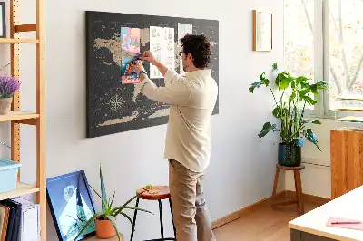 Kurk prikbord Stijlvolle retro wereldkaart