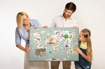 Memobord van kurk Dierenwereldkaart