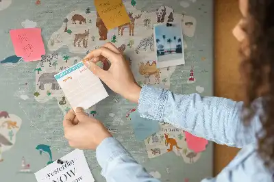 Memobord van kurk Dierenwereldkaart