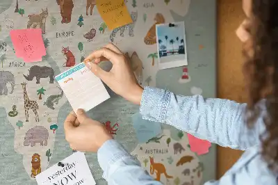 Memobord van kurk Dierenwereldkaart