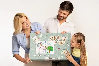 Memobord van kurk Dierenwereldkaart