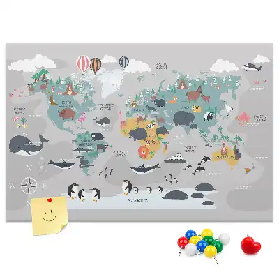 Kurk memobord met cartoonkaart