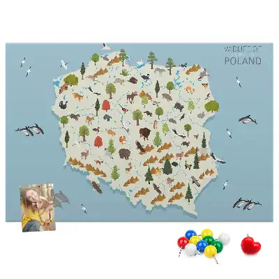 Memobord van kurk Poolse dierenkaart