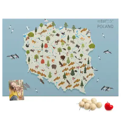 Memobord van kurk Poolse dierenkaart