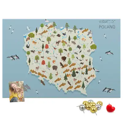 Memobord van kurk Poolse dierenkaart
