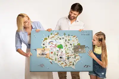 Memobord van kurk Poolse dierenkaart