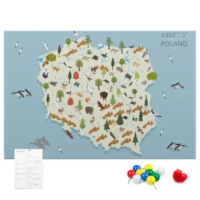 Memobord van kurk Poolse dierenkaart