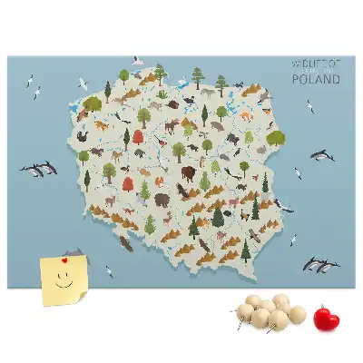 Memobord van kurk Poolse dierenkaart