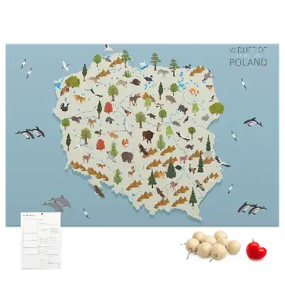 Memobord van kurk Poolse dierenkaart