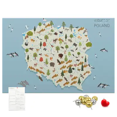 Memobord van kurk Poolse dierenkaart