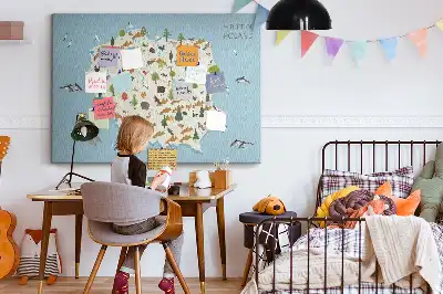 Memobord van kurk Poolse dierenkaart
