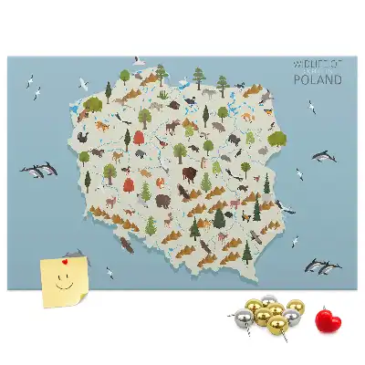 Memobord van kurk Poolse dierenkaart