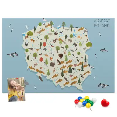 Memobord van kurk Poolse dierenkaart