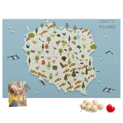 Memobord van kurk Poolse dierenkaart