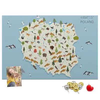 Memobord van kurk Poolse dierenkaart