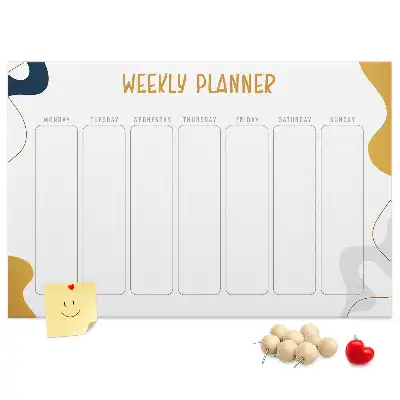 Memobord van kurk Zevendaags schema voor aan de muur