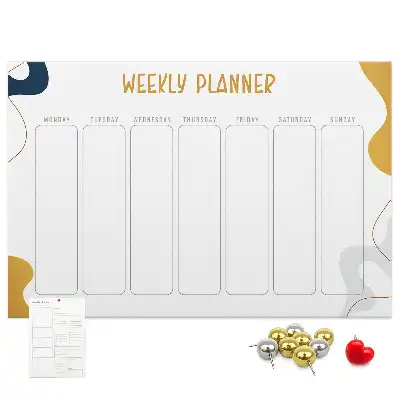 Memobord van kurk Zevendaags schema voor aan de muur