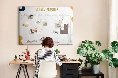 Memobord van kurk Zevendaags schema voor aan de muur