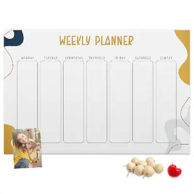 Memobord van kurk Zevendaags schema voor aan de muur