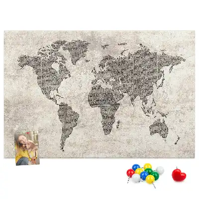 Memobord van kurk Wereldkaart krant