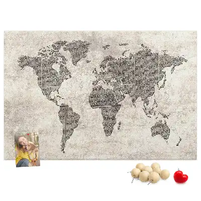 Memobord van kurk Wereldkaart krant