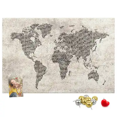 Memobord van kurk Wereldkaart krant