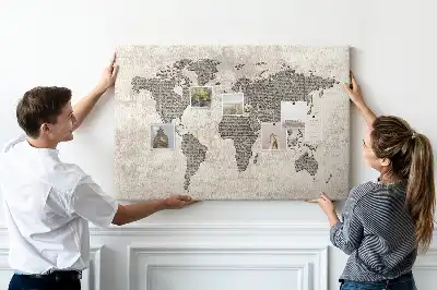 Memobord van kurk Wereldkaart krant