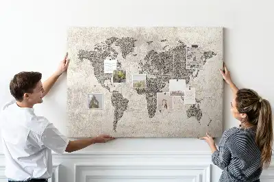 Memobord van kurk Wereldkaart krant