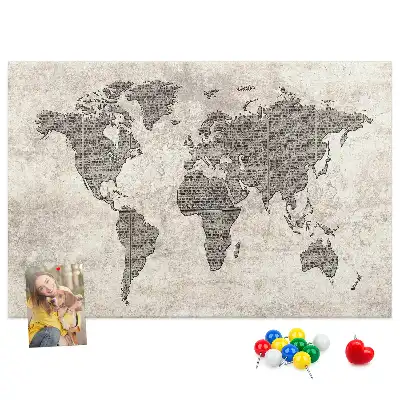 Memobord van kurk Wereldkaart krant