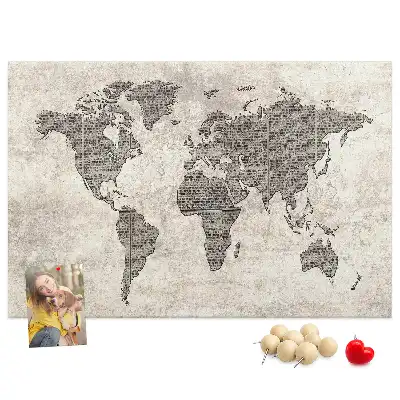 Memobord van kurk Wereldkaart krant
