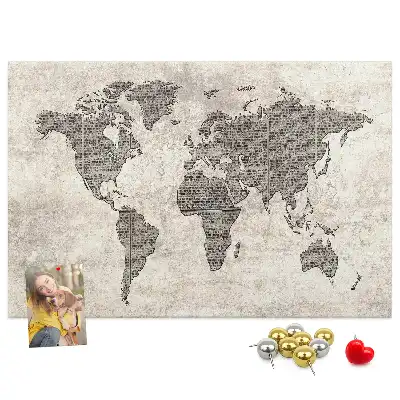 Memobord van kurk Wereldkaart krant
