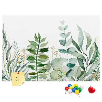 Kurken prikbord met aquarel bladeren motief