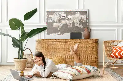 Memobord van kurk Bruine wereldkaart
