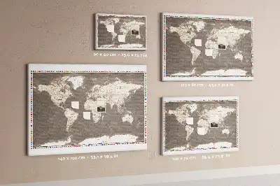 Memobord van kurk Bruine wereldkaart