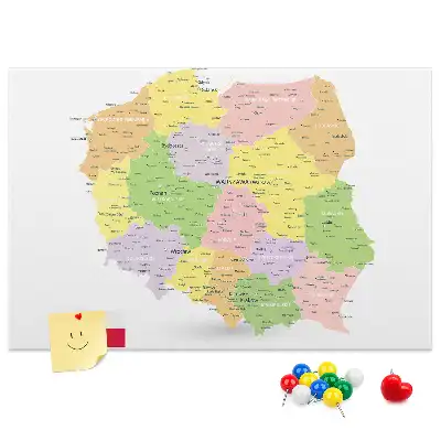 Kurken memobord met een kaart van Polen