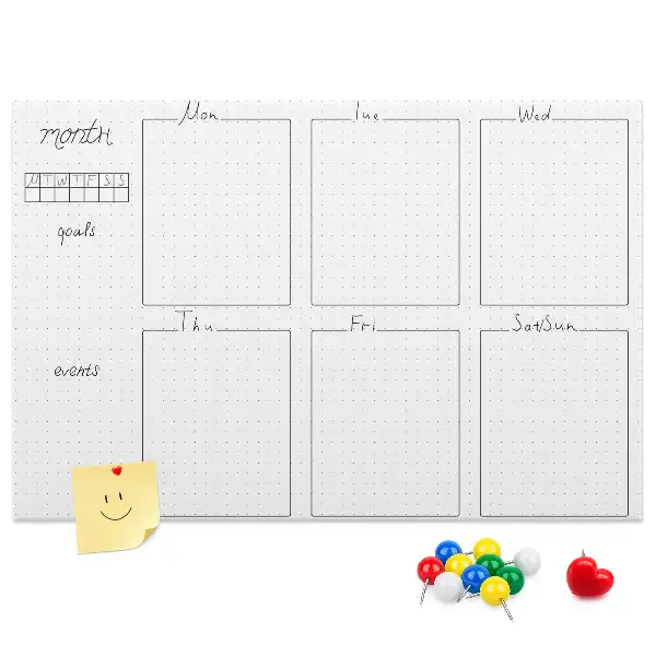 Memobord van kurk Wekelijkse wandkalender