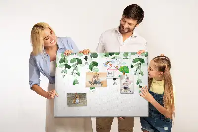 Memobord van kurk Wandcompositie met bladeren