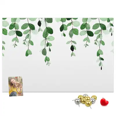 Memobord van kurk Wandcompositie met bladeren
